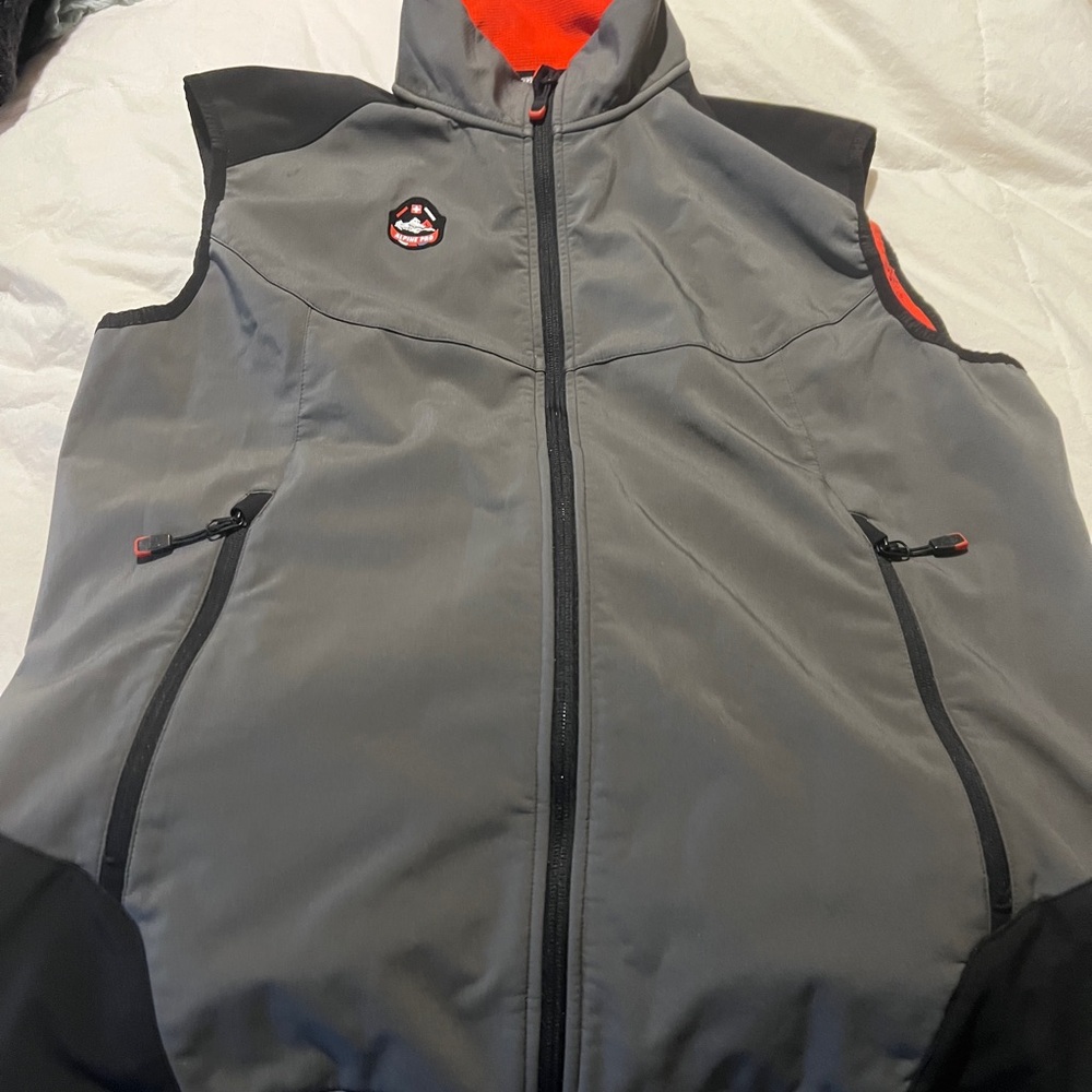 Alpine Gray and Black Vest with Red Accents